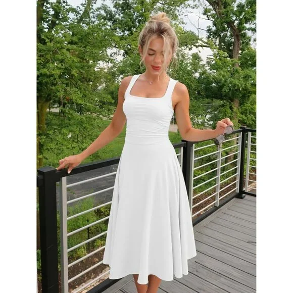Women's Maxi Dress Polyester Spandex Ruched Waist Flowy Long Casual